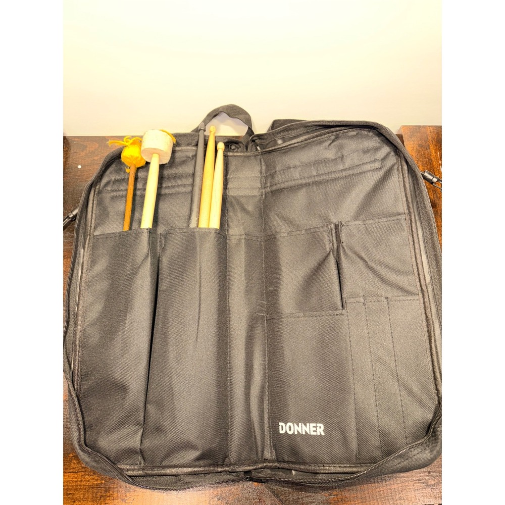 Donner Drum‎ Stick Bag Black Gig Case with Growdaily 5A Sticks and Mallets